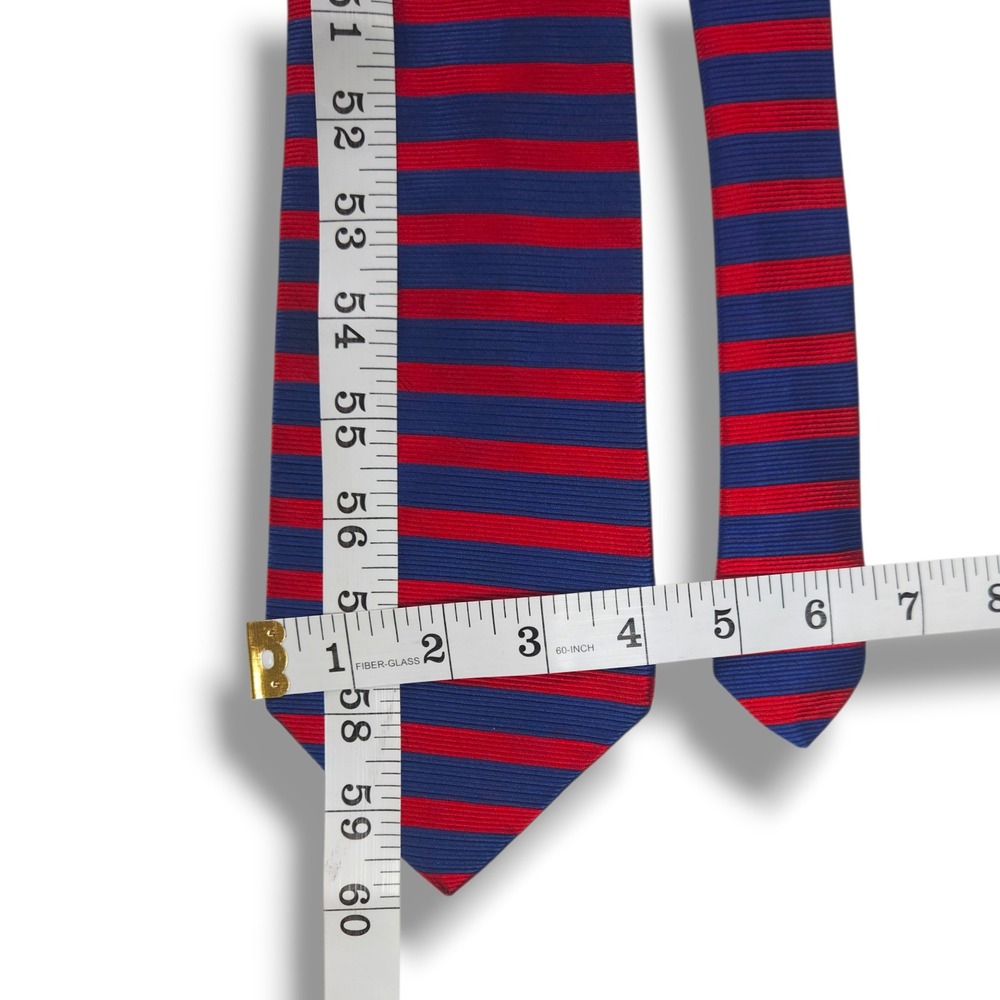 Robert Talbott Norman Stockton Silk Necktie Bold Stripe Red Blue Made In USA - Picture 7 of 7